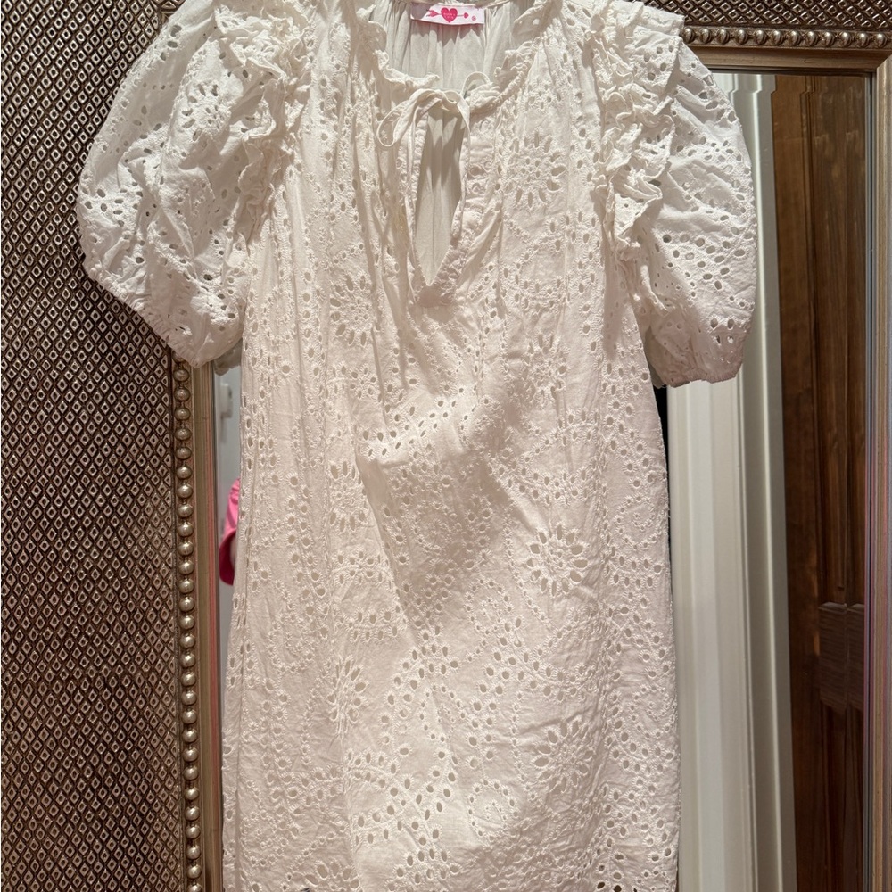 BuddyLove Ivory Eyelet Puff Sleeve Mini Dress – Size M